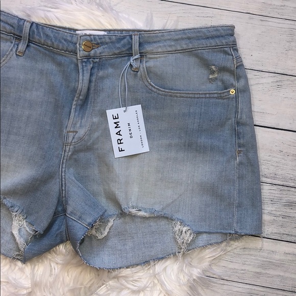 NWT Frame Denim Le Grand Garcon Raw Hem Shorts - Picture 6 of 8